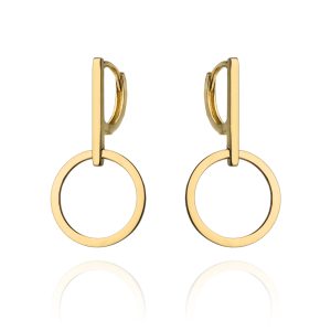 Złote kolczyki koła na gładkim zapięciu 585