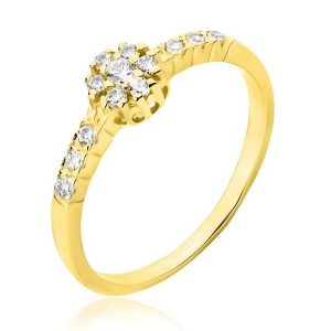 Złoty pierścionek rodowany z cyrkoniami 585