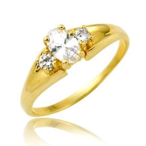 Złoty pierścionek z cyrkoniami 585