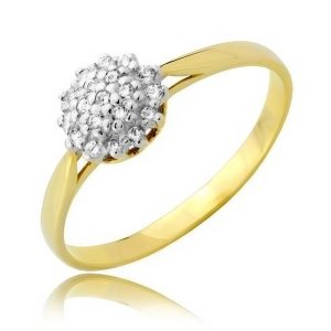 Złoty pierścionek rodowany z cyrkoniami 585