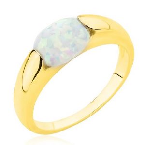 Złoty pierścionek z opalem 585