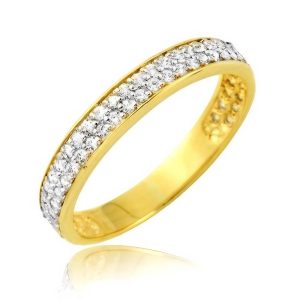 Złoty pierścionek rodowany z cyrkoniami 585