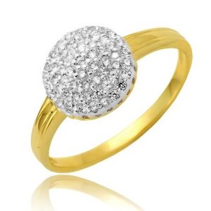 Złoty pierścionek rodowany z cyrkoniami 585