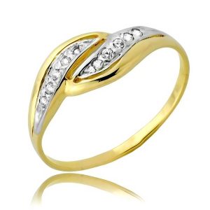 Złoty pierścionek rodowany z cyrkoniami 585