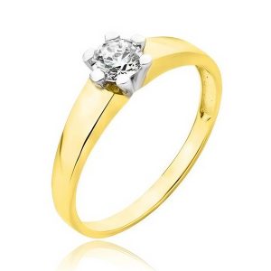 Złoty pierścionek rodowany z cyrkonią 585