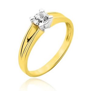 Złoty pierścionek rodowany z cyrkonią 585