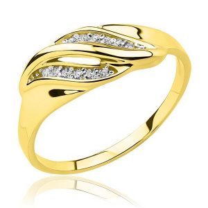 Złoty pierścionek rodowany z cyrkoniami 585