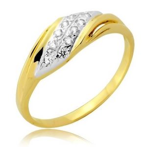 Złoty pierścionek rodowany z cyrkoniami 585