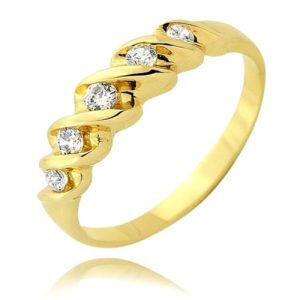Złoty pierścionek z cyrkoniami 585