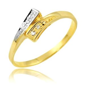 Złoty pierścionek rodowany z cyrkoniami 585