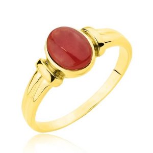 Złoty pierścionek z koralem 585