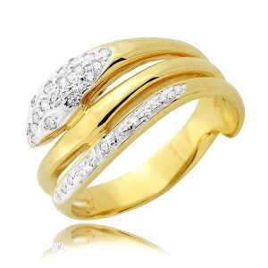 Złoty pierścionek wąż rodowany z cyrkoniami 585