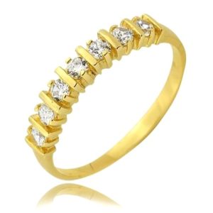 Złoty pierścionek z cyrkoniami 585