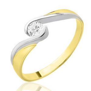 Złoty pierścionek z białym złotem i cyrkonią 585