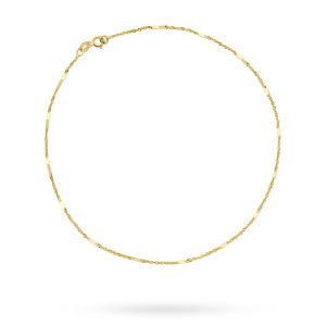 Złota bransoletka na nogę kostkę Singapure z blaszką 25cm 585