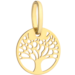 Złota zawieszka okrągła drzewko szczęścia 585