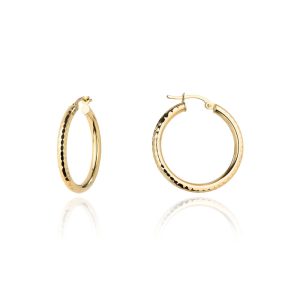 Złote kolczyki kółka diamentowane 1,6 cm 585