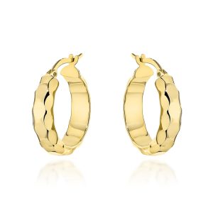 Złote kolczyki kółka z diamentowaniem 585