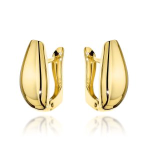 Złote kolczyki podłużne łezki na angielskim zapięciu 585