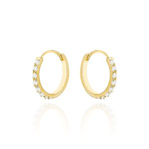 Złote kolczyki z cyrkoniami na kreolu małe 585