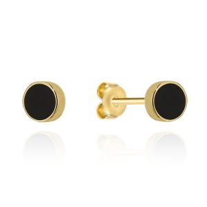 Złote kolczyki kółeczka z agatem 585