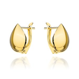 Złote kolczyki szerokie łezki na angielskim zapięciu 585