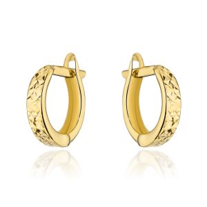 Złote kolczyki kółeczka diamentowane 585