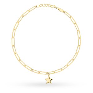 Złota bransoletka długie ogniwa i gwiazdka 17+2cm 585