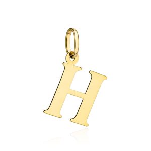 Złota zawieszka literka H duża 585