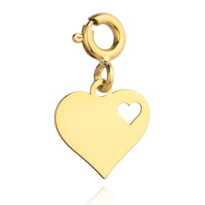 Złota zawieszka charms serduszko 585