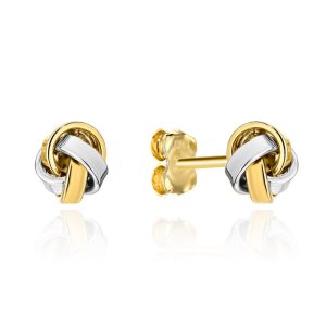 Złote kolczyki plecione nowoczesne rodowane 585