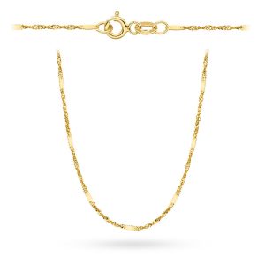 Złoty łańcuszek singapure z blaszką 50cm 3.99g 585