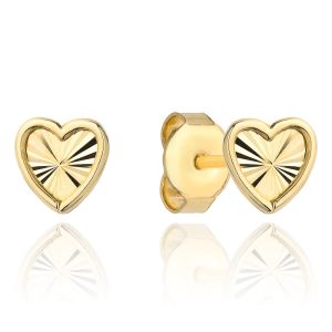 Złote kolczyki delikatne serduszka diamentowane 5,6 mm 585