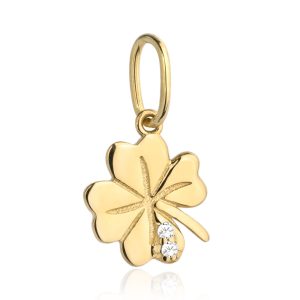 Złota zawieszka koniczynka i cyrkonie 585