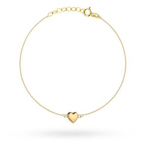 Złota bransoletka z gładkim sercem 17+2cm 585