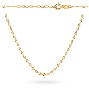 Naszyjnik złoty z diamentowanymi kuleczkami 42+3cm 585