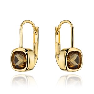 Złote kolczyki z kamieniem Zultanite 585