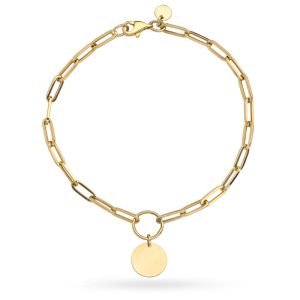 Złota bransoletka ogniwa i pełne kółko 18,5cm 585