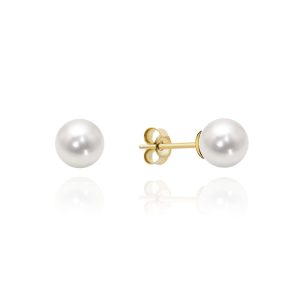Złote kolczyki z perłą na sztyfcie 585