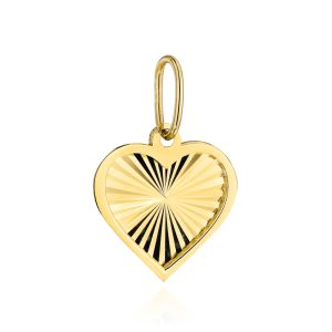 Złota zawieszka diamentowane serce w gładkiej oprawie 585