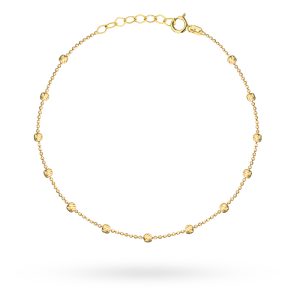 Złota bransoletka kulkowa z diamentowanymi kulkami 17+2cm 585