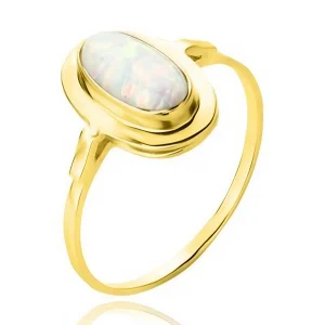 Złoty pierścionek z opalem 585 - Rozmiar 20