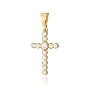 Krzyż D0008 Diament 0,10ct żółte złoto