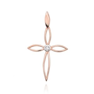 Krzyżyk D0029 Diament 0,02ct różowe złoto