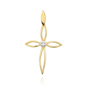 Krzyżyk D0029 Diament 0,02ct żółte złoto
