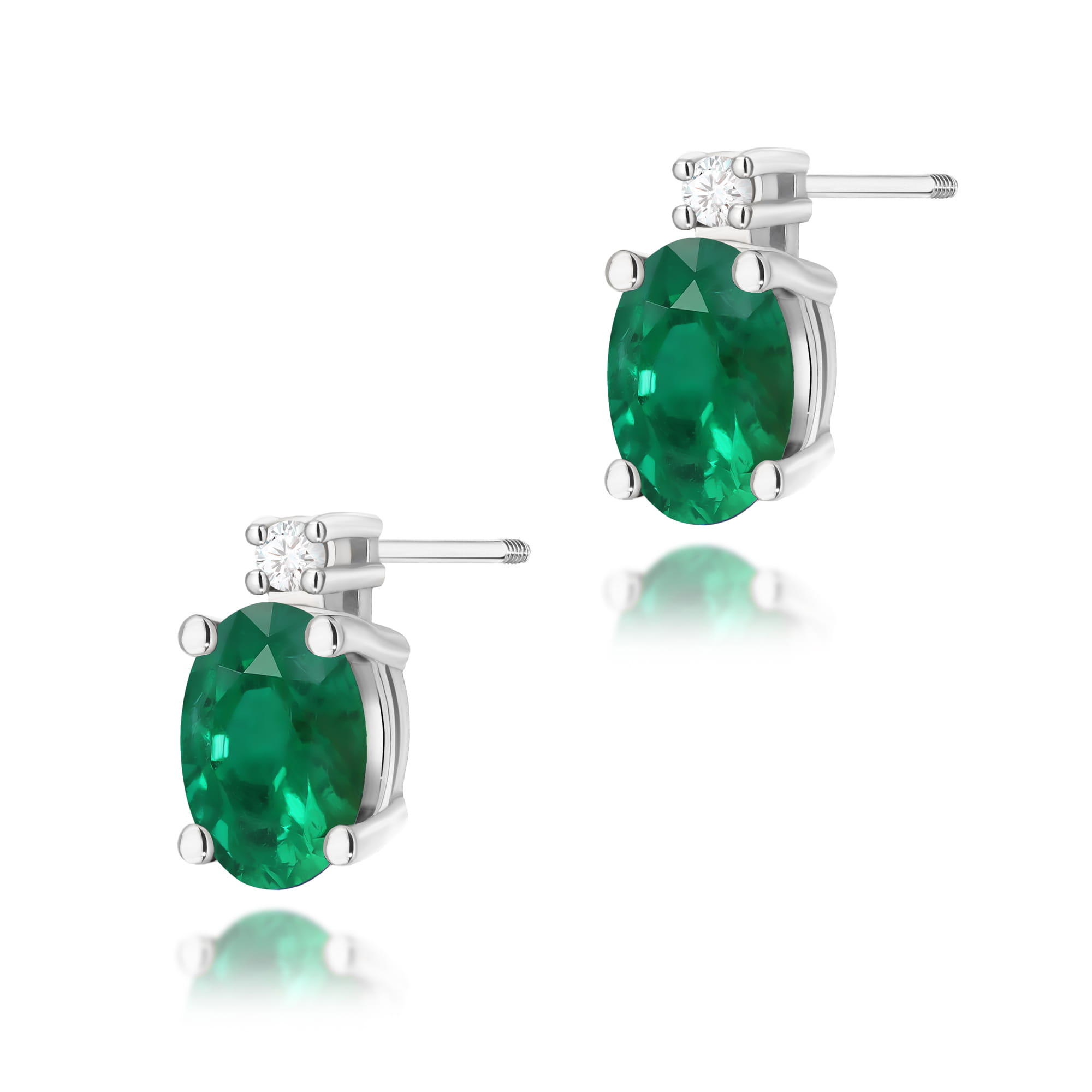 Kolczyki K0001 Szmaragd 2 x 0,40ct białe złoto sztyft zakręcany
