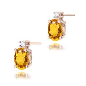 Kolczyki K0001 Cytryn 2 x 0,60ct różowe złoto