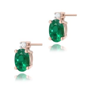 Kolczyki K0001 Szmaragd 2 x 0,40ct różowe złoto