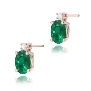 Kolczyki K0001 Szmaragd 2 x 0,40ct różowe złoto sztyft zakręcany