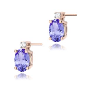 Kolczyki K0001 Tanzanit 2 x 0,40ct różowe złoto